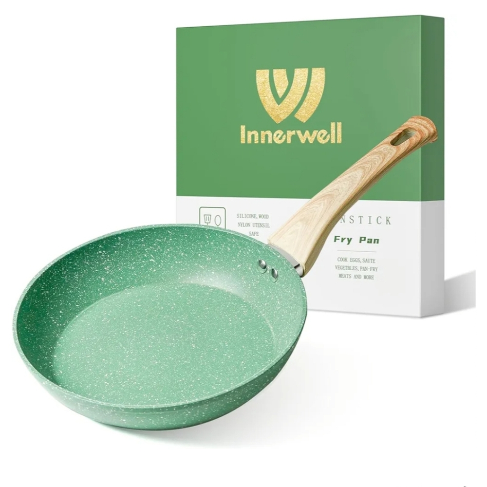 8-Inch Pink Nonstick Egg Pan, PFOA-Free Stone Cookware Skillet, Induction Compat
